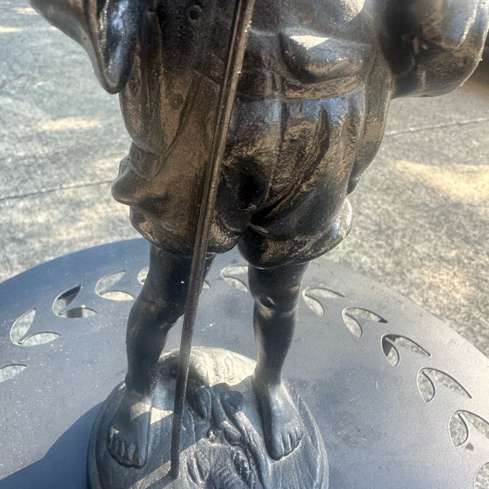 Black Cast Metal Fishing Boy Statue - Decorative Home Art - Picture 4 of 6